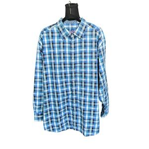 Robert Graham Blue Plaid Button Down Shirt 3XL Cotton Designer Casual Luxury
